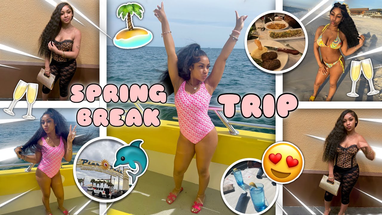 PANAMA CITY/BEACH TRIP 🏝️ (spring break)🩷 outfits, foods, boat ride, pics, friends, dolphins🐬