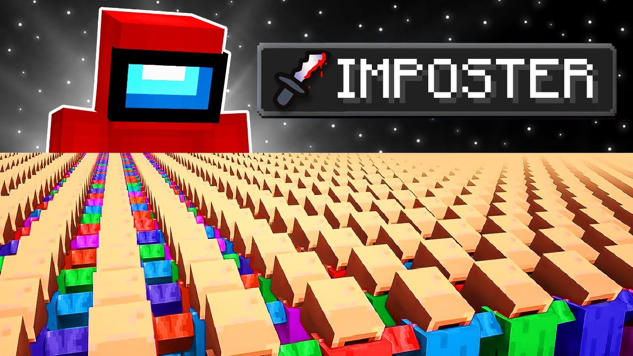 1 000 000 жителей деревни симулируют AMONG US в Minecraft