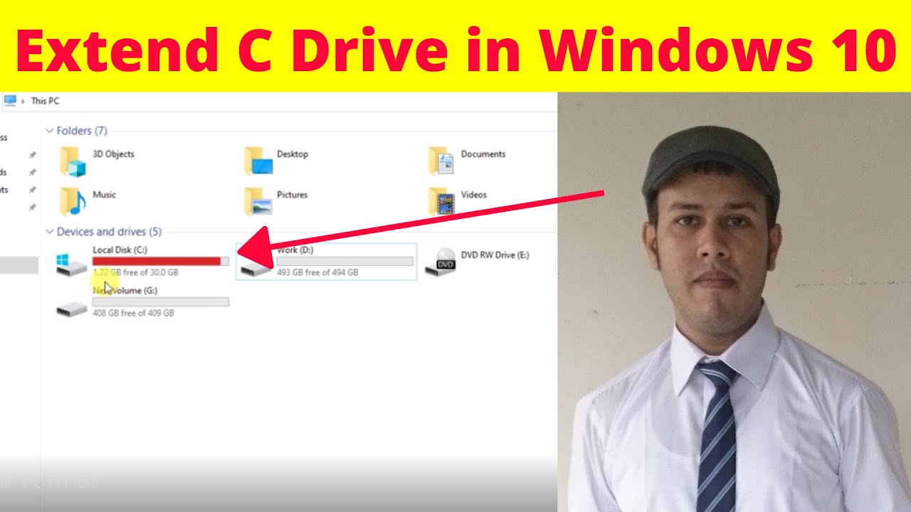 How to Extend C Drive in Windows 10 Without Any Software | Increase C Drive Space Without Format
