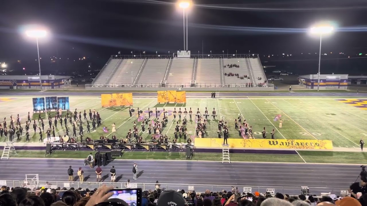 Los Fresnos High School Mighty Falcon Marching band performing at the Pigskin Jubilee on 10/18/25