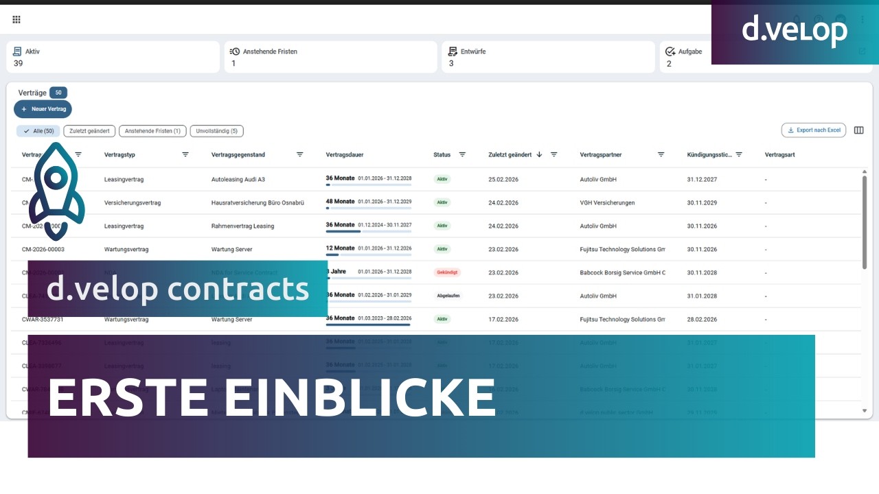 Vertragsmanagement Software: Erste Einblicke in das neue d.velop contracts | d.velop