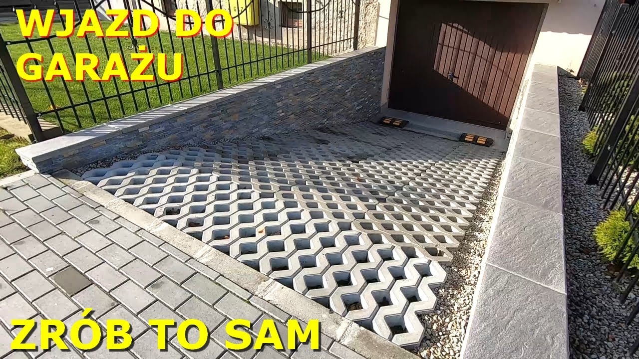 Wjazd do garażu z płyt ażurowych / ZR&Oacute;B TO SAM / kratka + odprowadzenie wody w grunt 