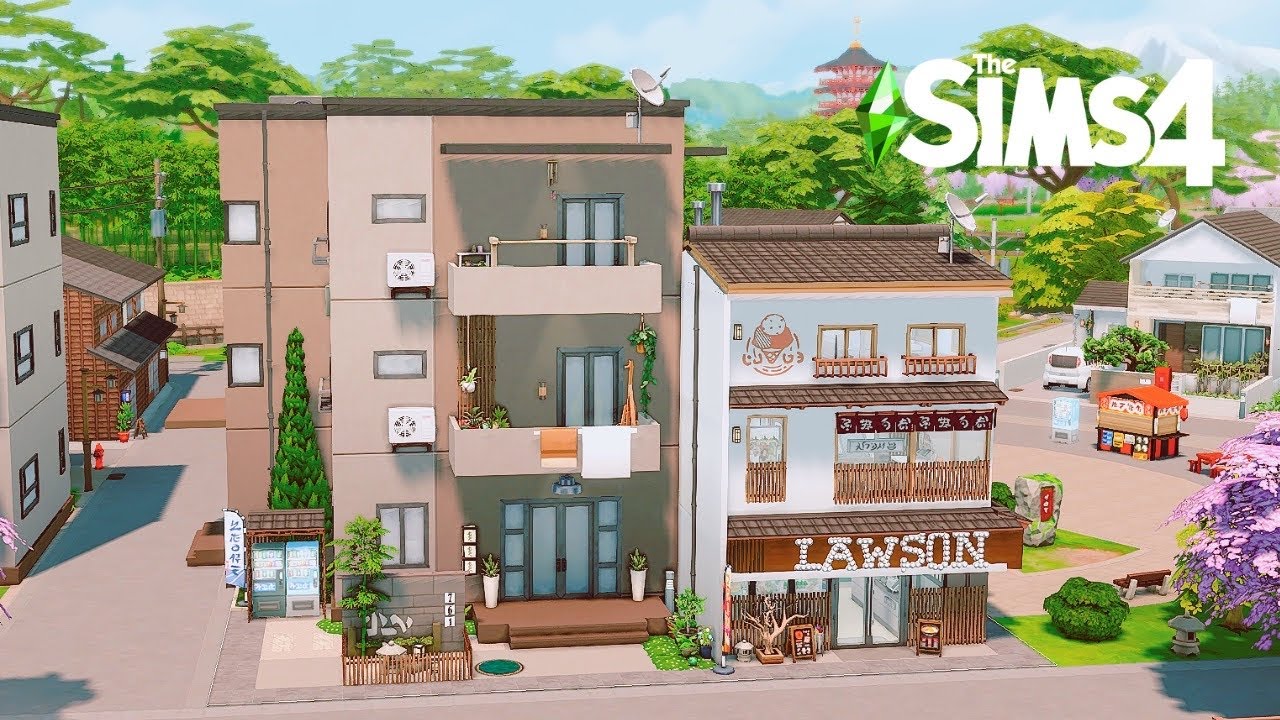 Apartment & Lawson Convenience Store🌸🤍| MT. Komorebi | Stop Motion Build | The Sims 4 | No CC