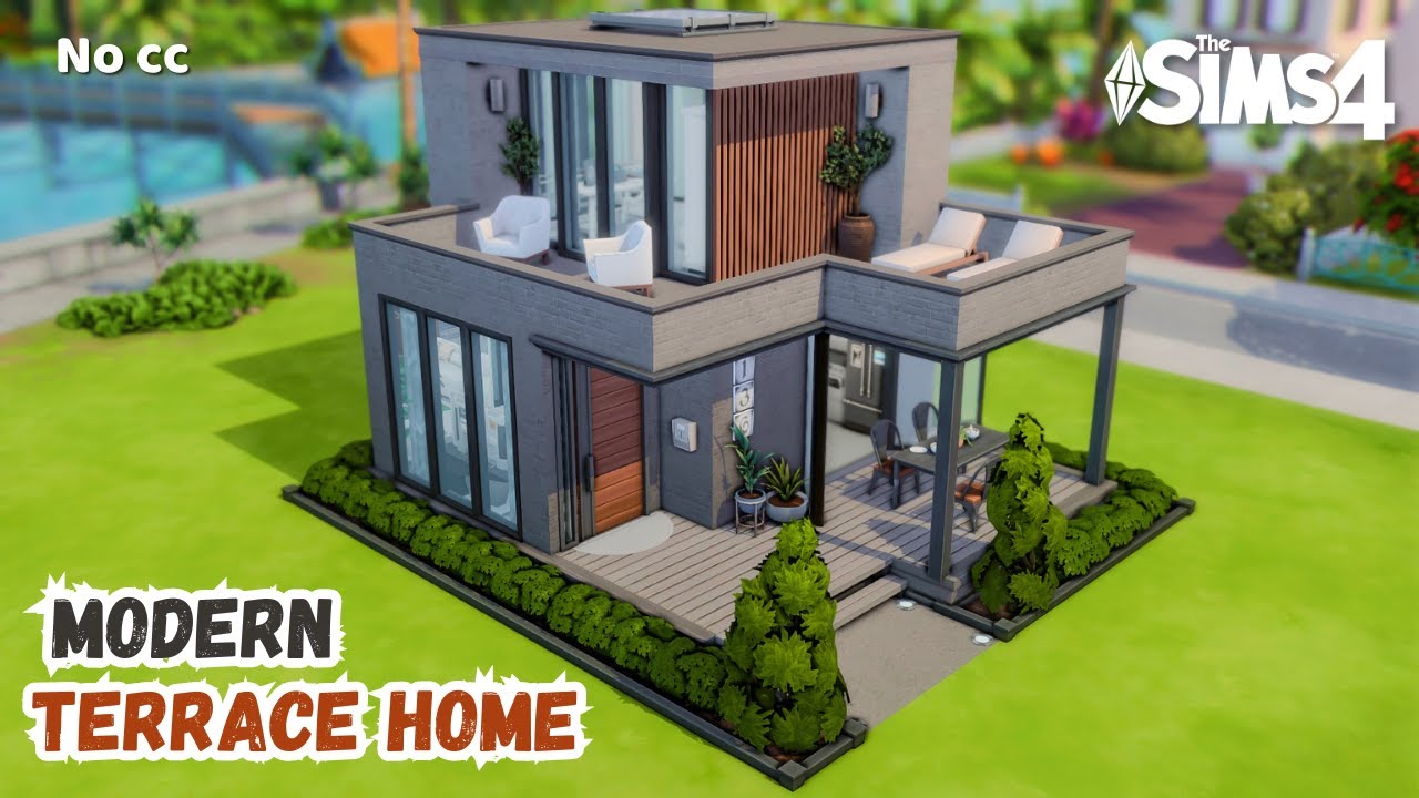 Modern Terrace Home | NO CC | The Sims 4 ASMR Speed Build