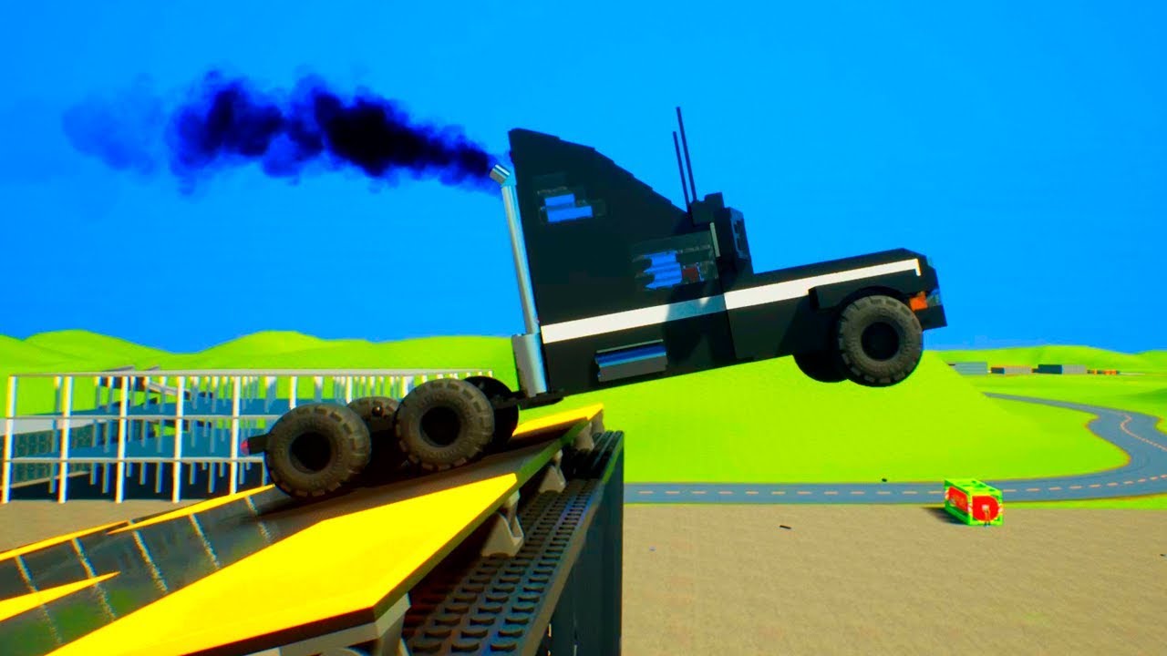 High Speed Lego Car Jumps on Mines | Brick Rigs