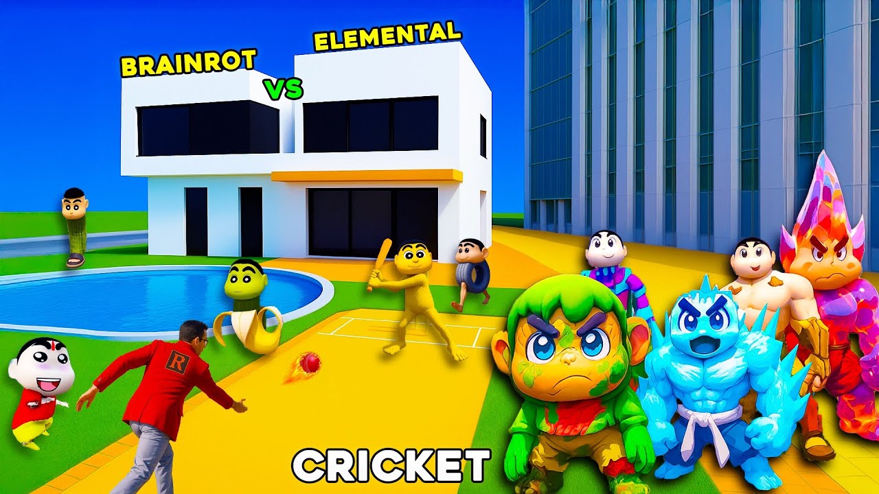 Shinchan 🤣Brainrot VS Elemental Playing Cricket 🏏😱😱 EP-2 Full Fun In GTA5 #bommalu #gta5telugu