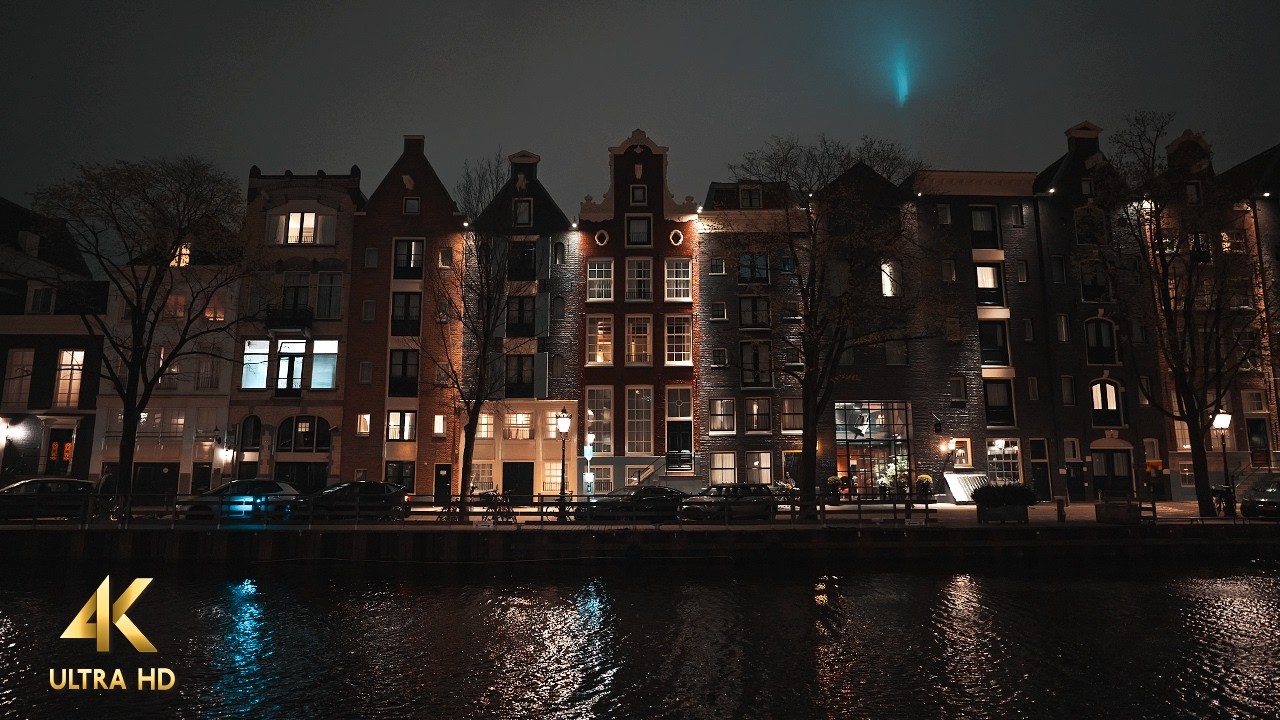 Canals Night Walk in Amsterdam &bull; 4K ASMR