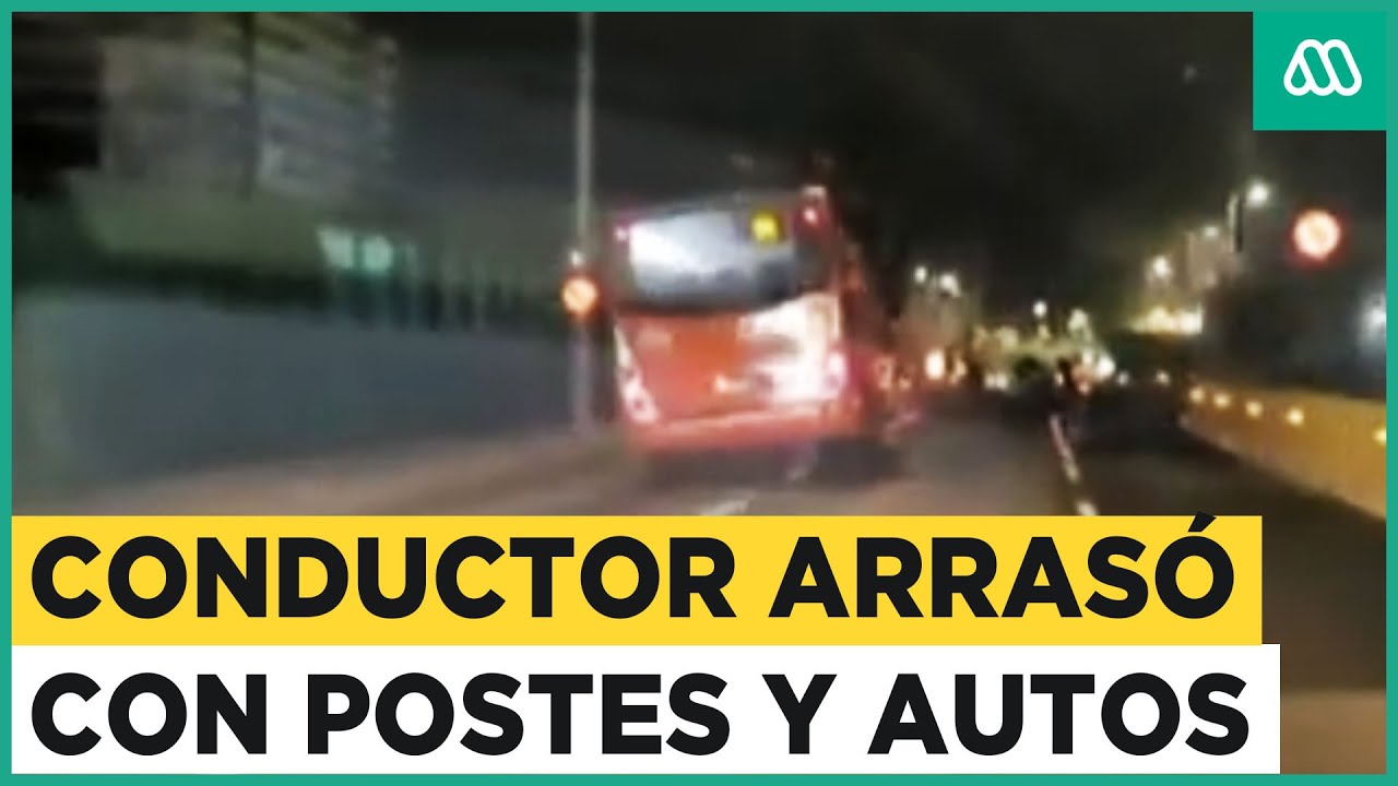 Impactante accidente de bus RED: Conductor iba drogado y arrasó con postes y autos