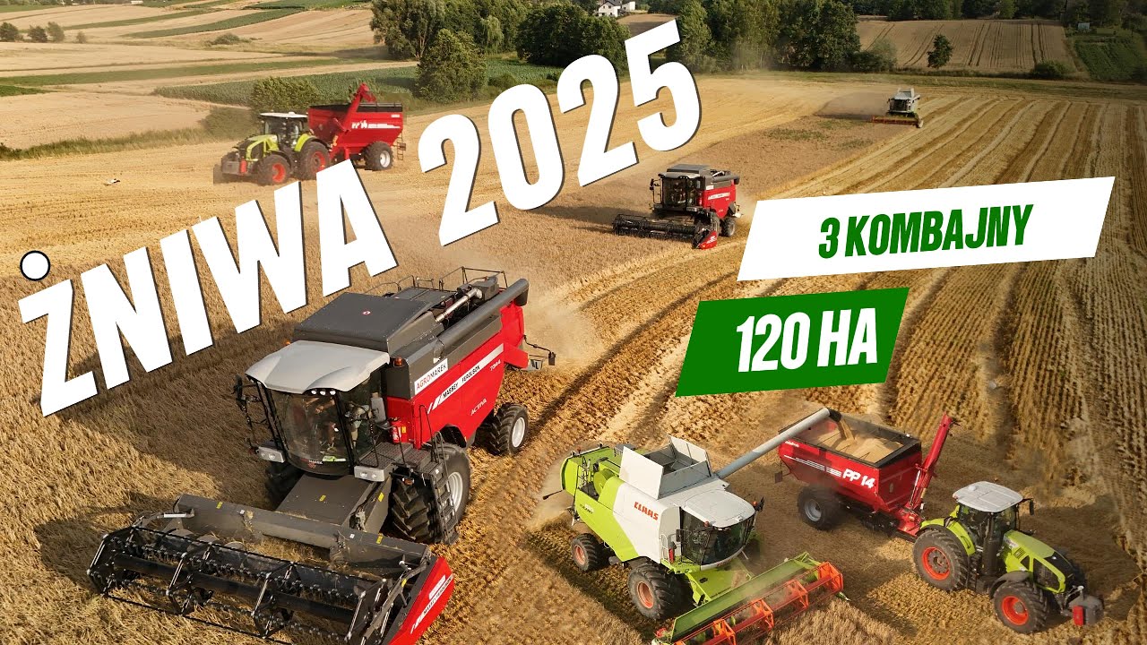 Tak się robi żniwa!🌾😎 Gr Skolarus 💪 3 Kombajny 🚜💨Ponad 120 ha jęczmienia 😲 – Żniwa 2025 ! Małopolska