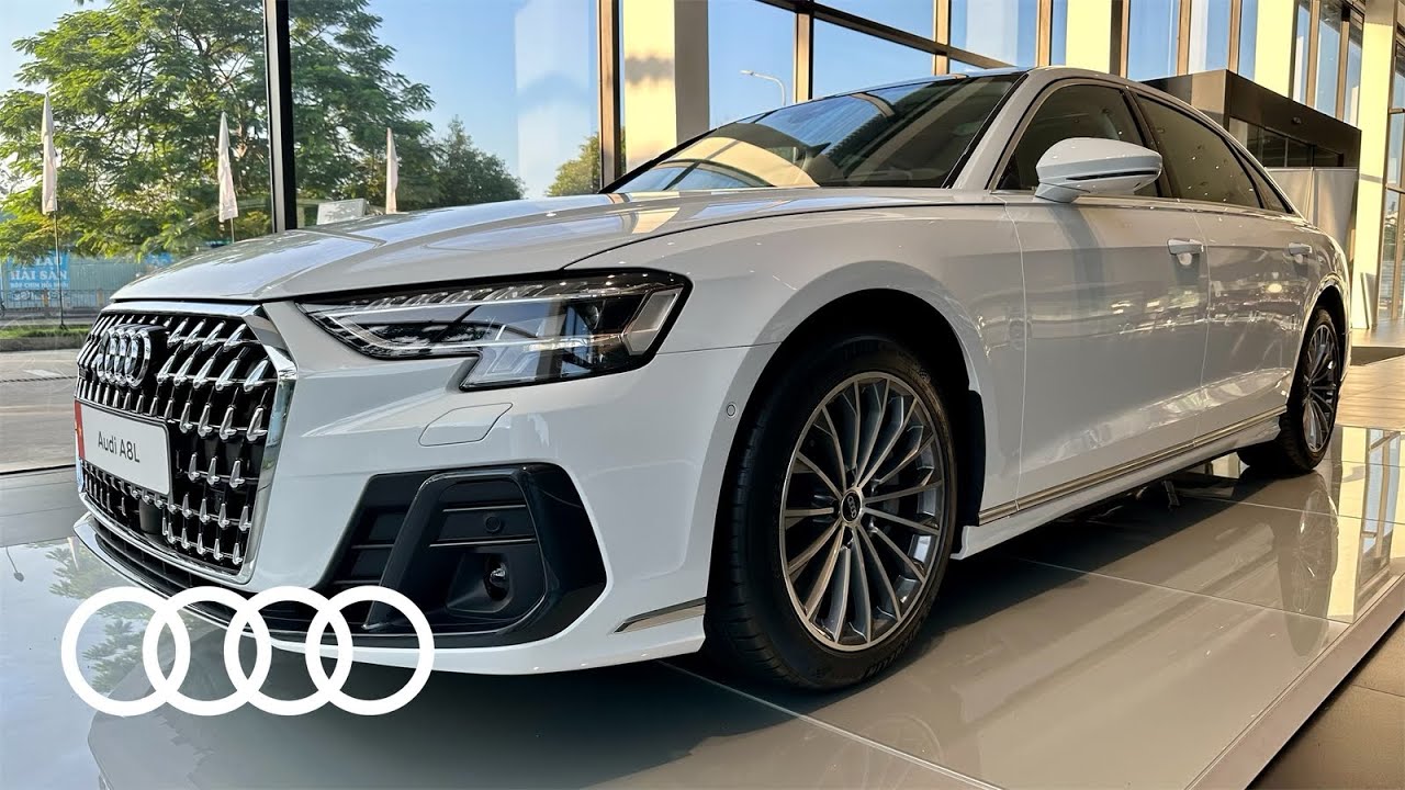 2023 Đánh giá trực quan Audi A8L [4K HDR] – Màu Trắng Glacier và Nội Thất Nâu | Hà Đạt Audi