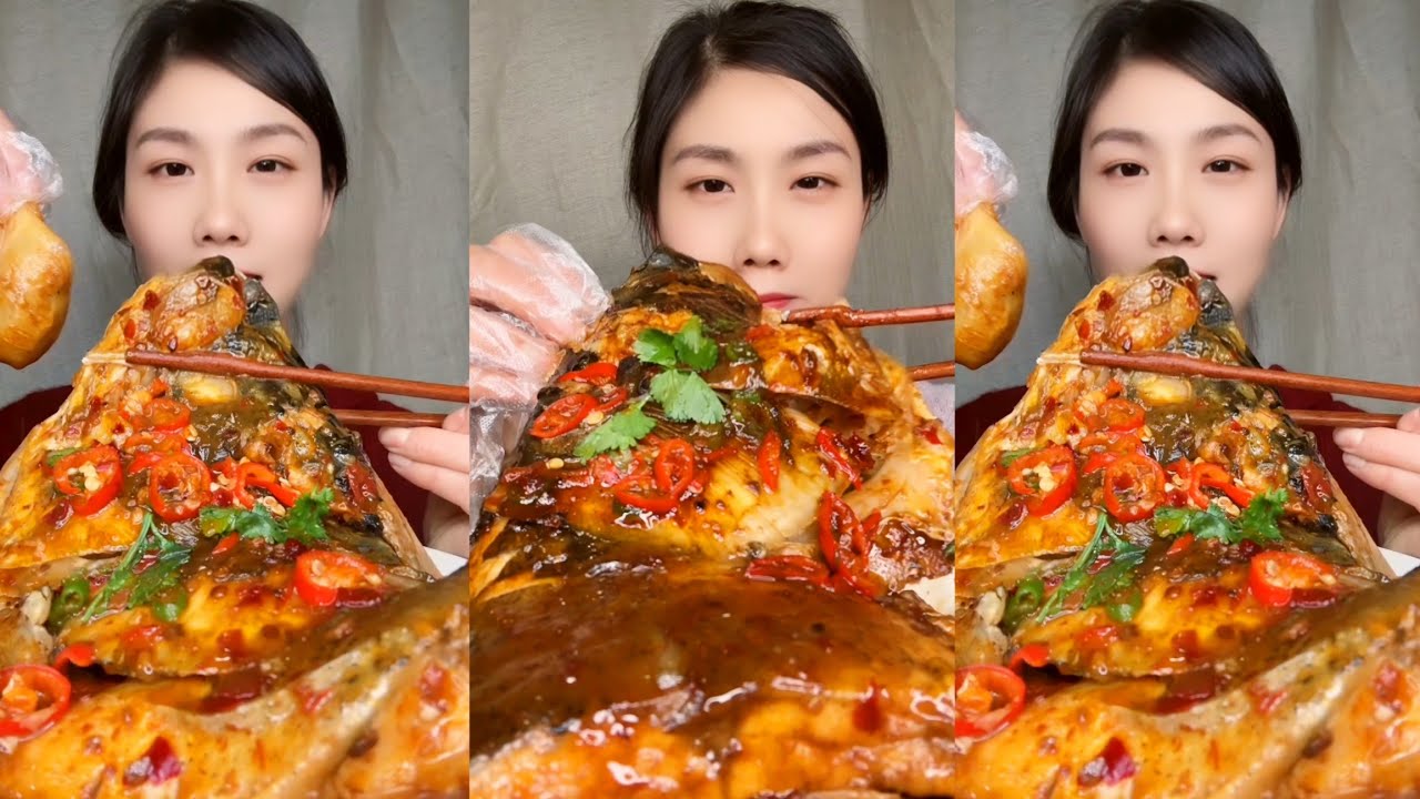 Chinese Food Mukbang: Enjoying Fish Head Curry with Spicy Seafood and ASMR Eating Sounds