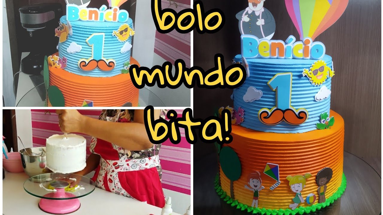Bolo tema mundo bita/ o guindaste deu errado/recuperei do covid/bolo dois andares!