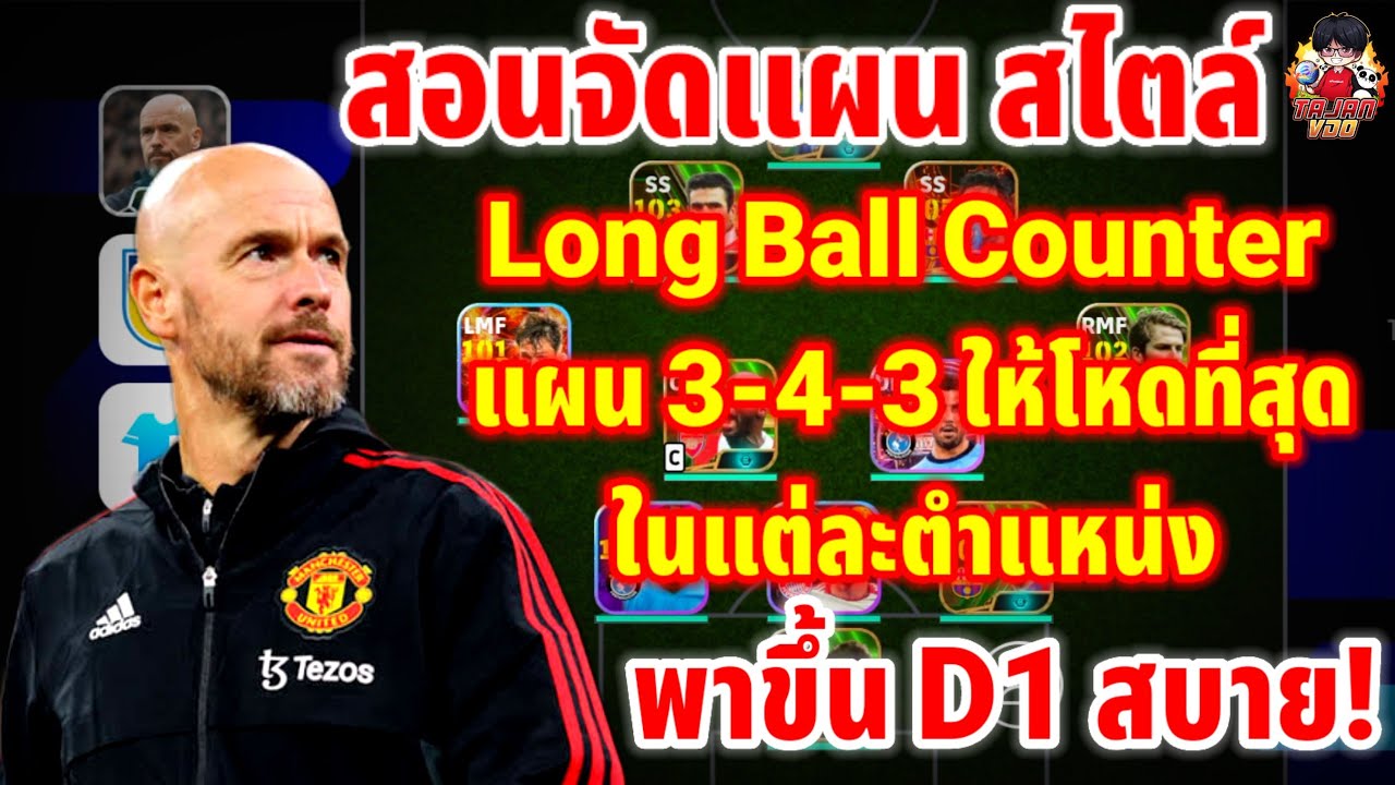 สอนจัดแผน สไตล์ Long Ball Counter แผน 3-4-3 ให้โหดที่สุด ในทุกตำแหน่ง พาขึ้นD1สบาย! eFootball 2024