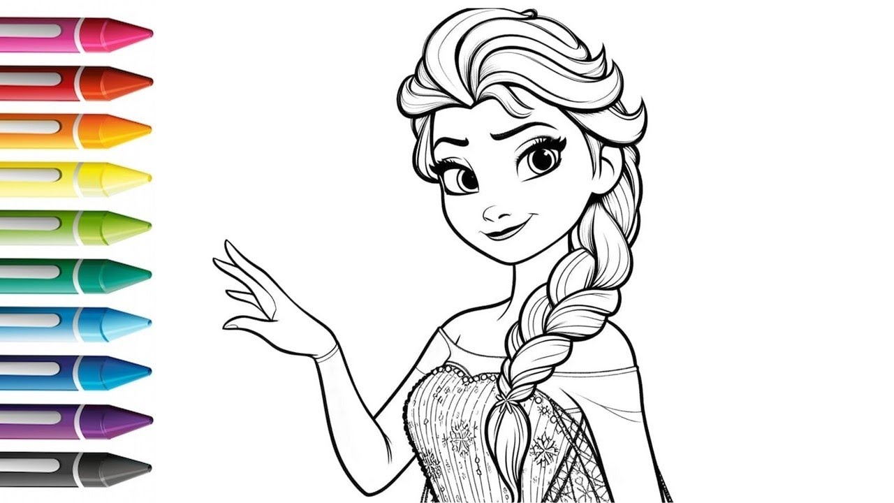 How To Draw Elsa Frozen, Painting And Coloring For Kids And Toddlers | Let's Draw Together