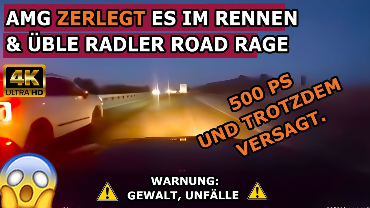 C63 AMG Crasht Heftig Bei Rechtsüberholer & Stahlträger zerquetscht Auto. 4k Dashcams