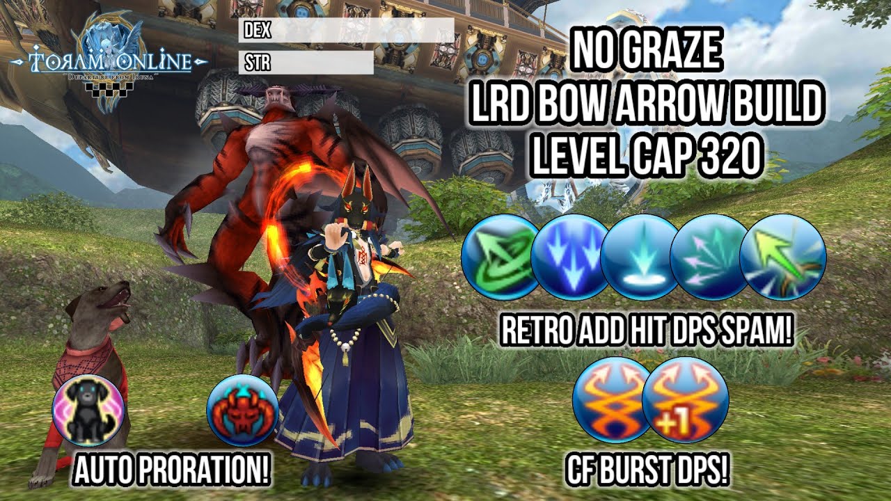 Toram Online - No Graze LRD Bow Arrow Build Level Cap 320! | Retro Add Hit DPS Spam!