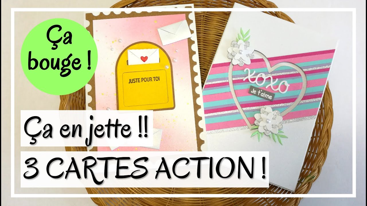 3 CARTES INTERACTIVES ACTION - St Valentin ! El&eacute;gantes et orginiales !! Tuto carterie - DIY Scrap