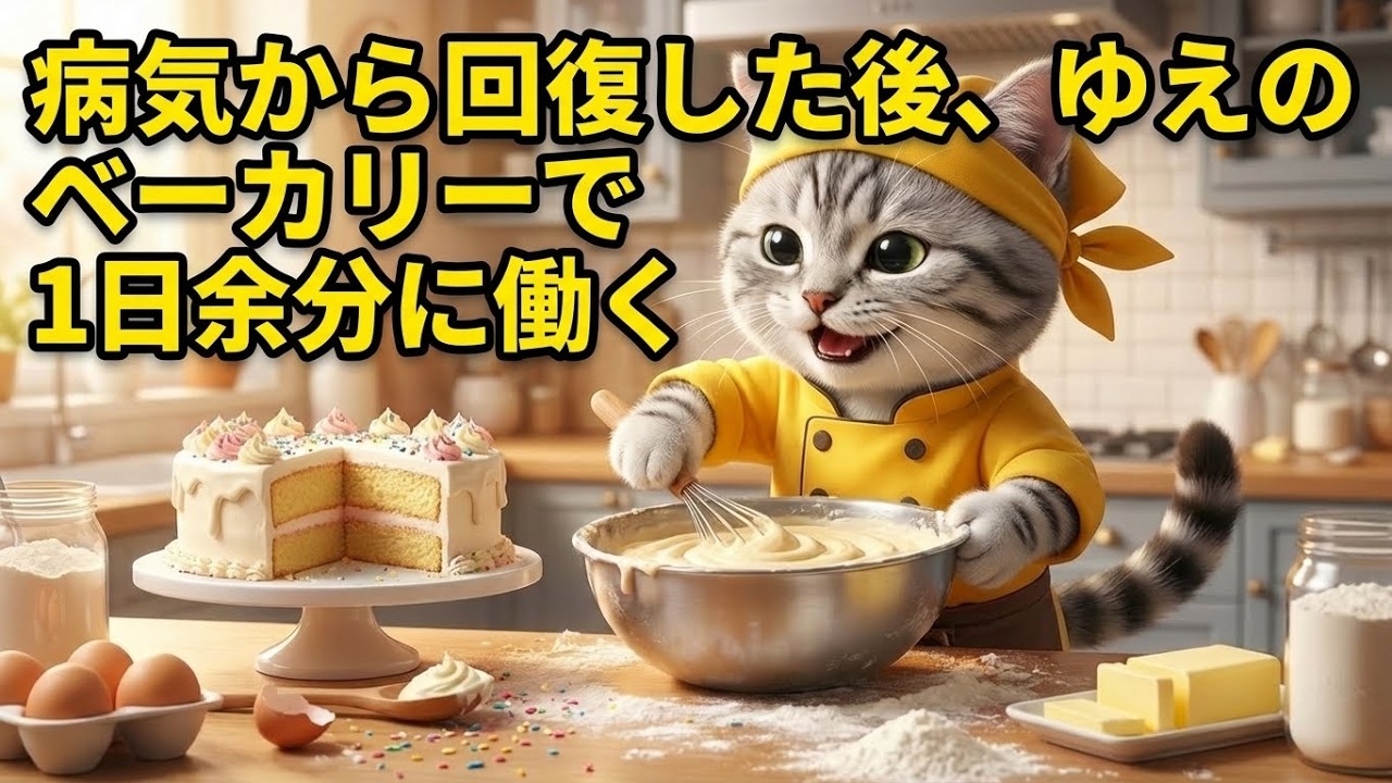 【 ai猫動画 】病み上がりの猫、ユエの初バイト
