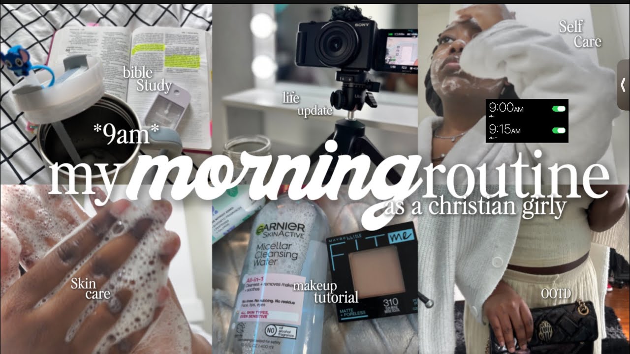 MY 9AM MORNING ROUTINE| as a christian girly (cleaning, makeup, Bible study, skincare)
