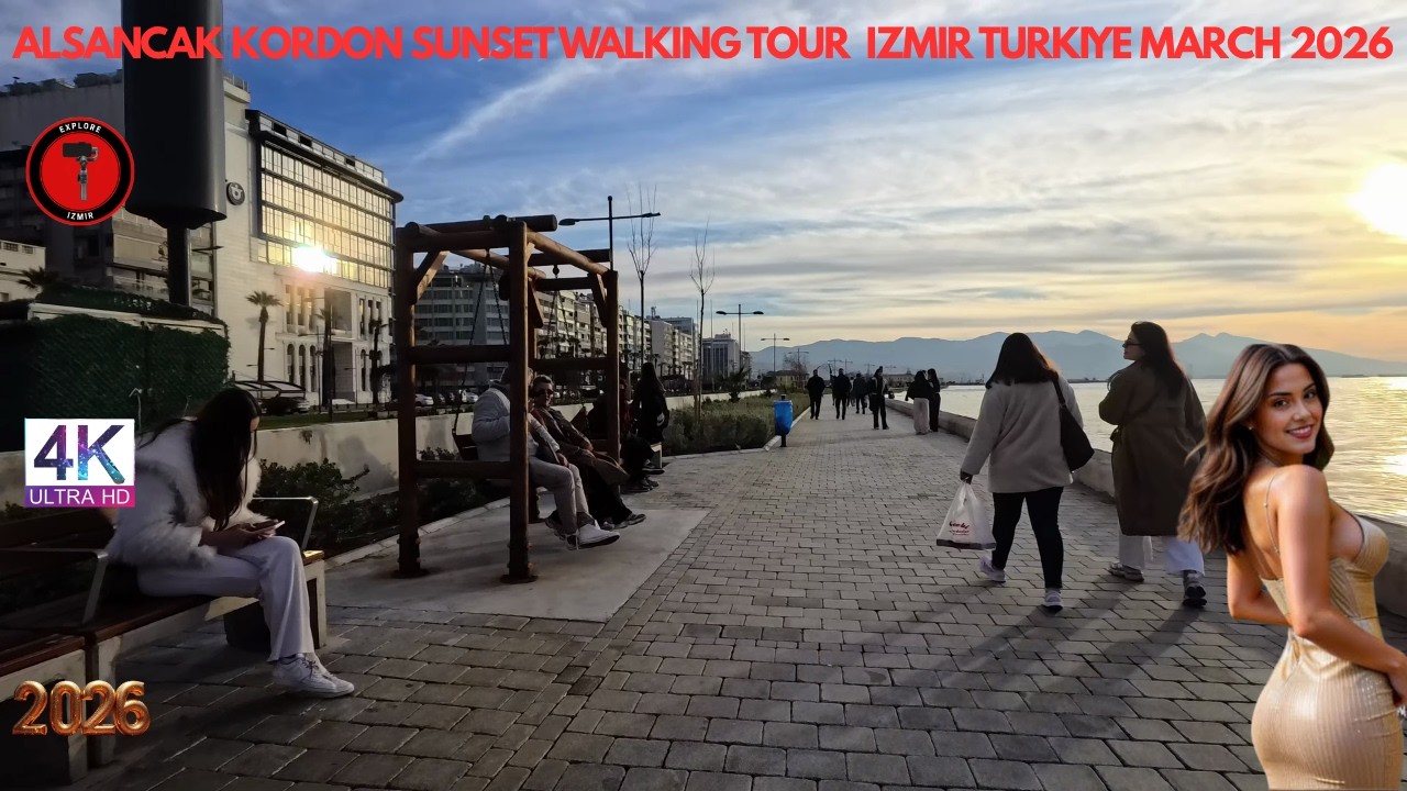 Izmir Kordon Promenade Sunset Atmosphere and Sea Breeze Virtual Walk [4K 60fps]