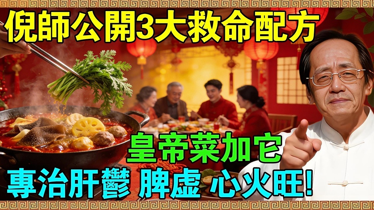 倪師公開3大救命配方：皇帝菜加它，專治肝鬱、脾虛、心火旺！一人一方，吃透遠離心腦血管病！#倪海廈 #中醫養生 #心血管健康 #降血壓 #通血管 #茼蒿的功效 #皇帝菜