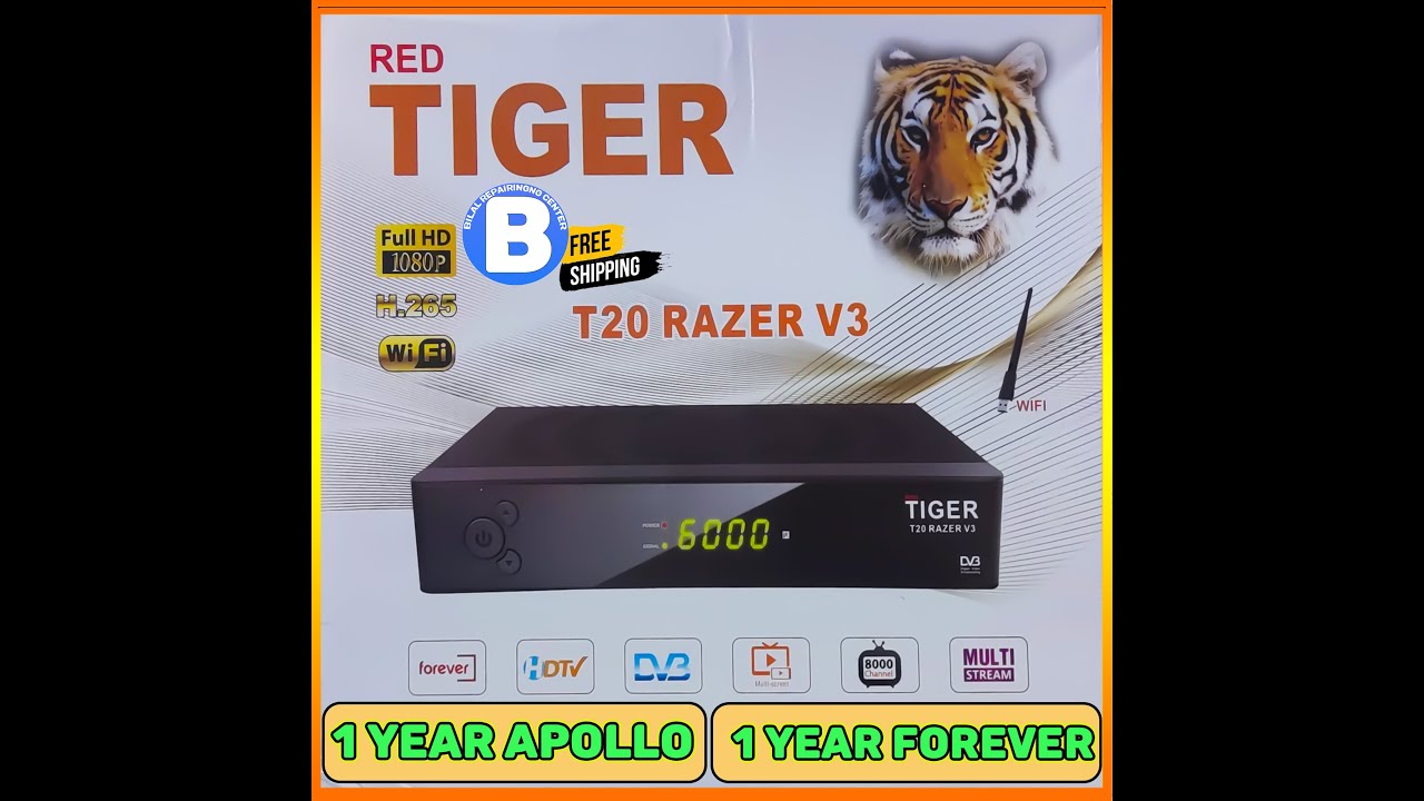 Tiger T20 Razer Forever Receiver ORIGINAL 2025 Model | Dolby Audio H.265