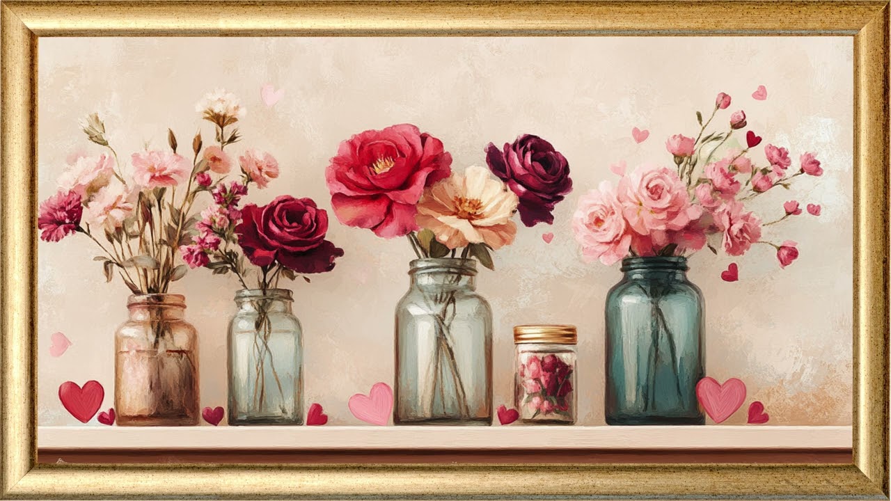 Valentine’s Day Floral TV Screensaver | Romantic Pink Blossoms | Frame TV Art Screensaver | 2Hr | 4K