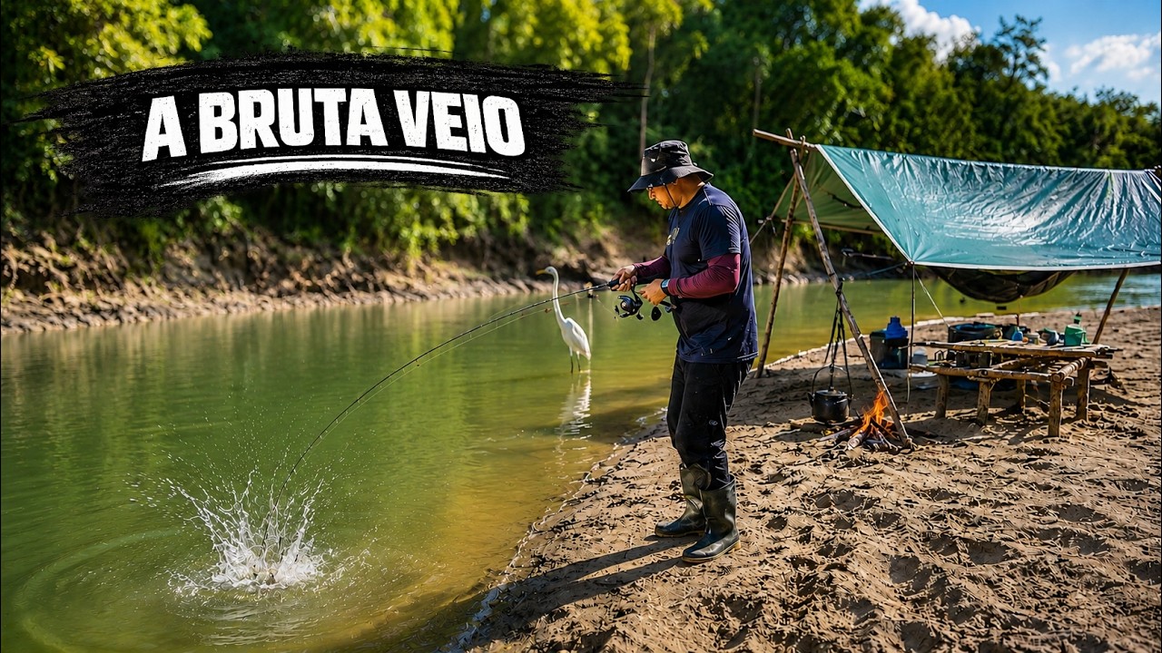 🏕 ACERTEI O LOCAL DOS PEIXES ERA UMA ATRÁS DO OUTRO, A BRUTA VEIO AO AMANHECER, ACAMPAMENTO RÚSTICO