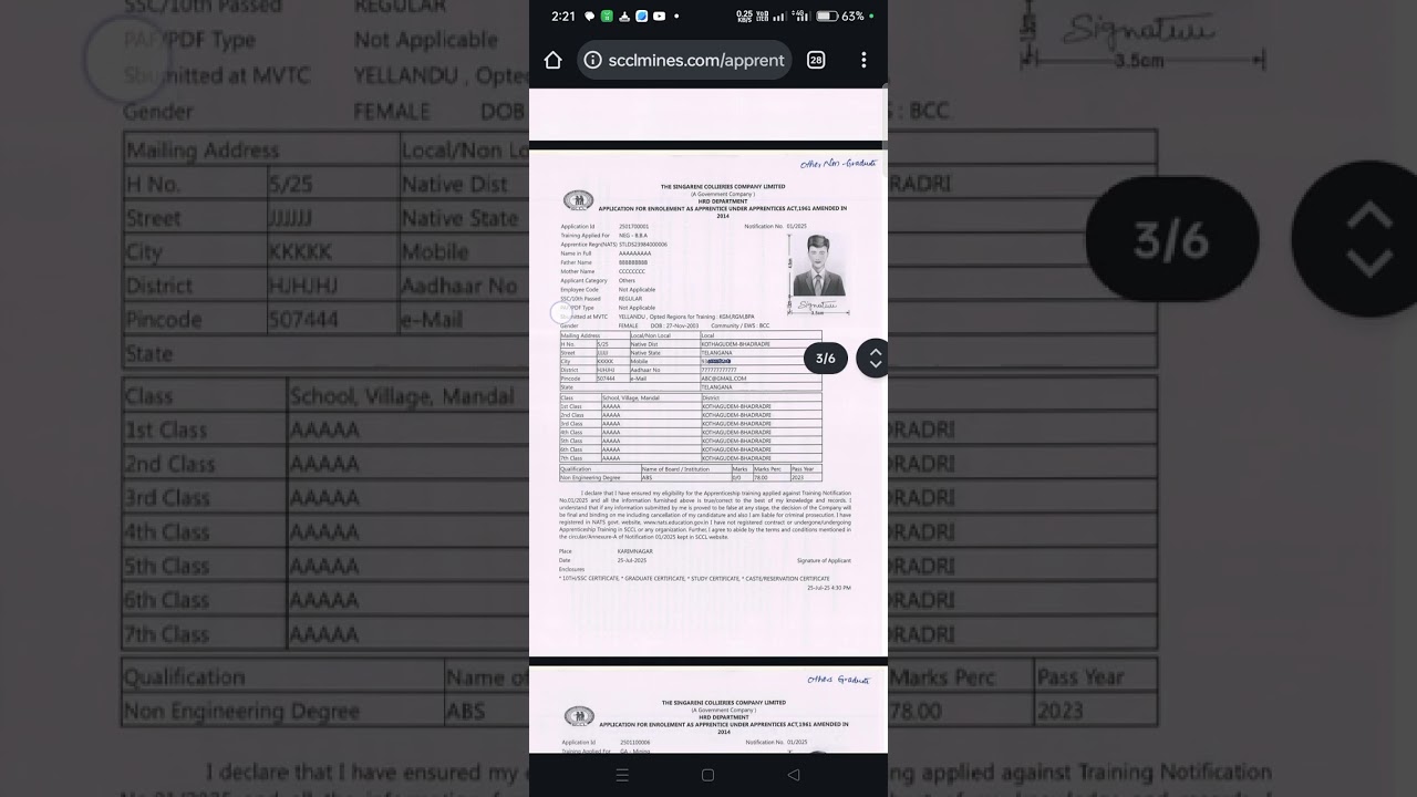 SCCL SAMPLE APPLICATION #miningindustry #undergroundmining  #coalmining #miningsurveyorvishal