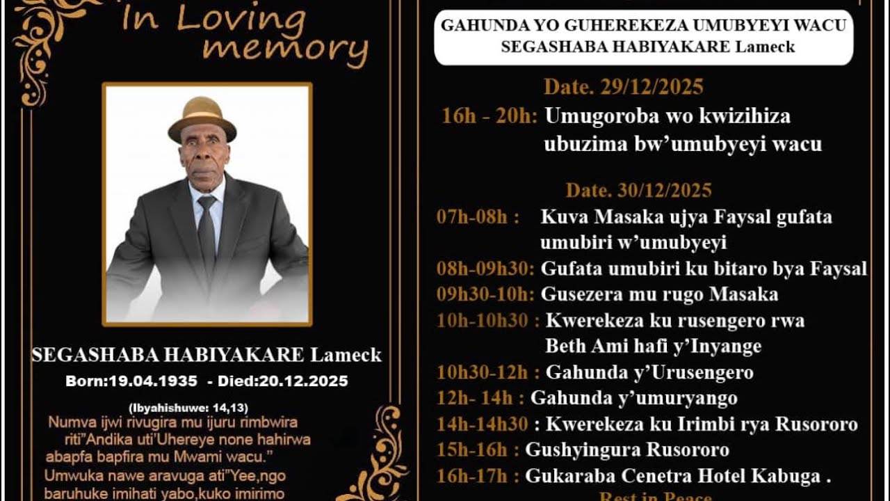 NDORUKO UMUBIRI WA MUZEHE SEGASHABA 😭😭😭WAKIRIWE KURUSENGERO 😭😭