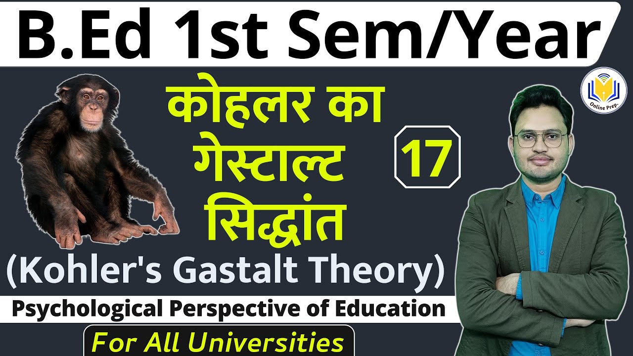 Kohlar Gestalt Theory,  कोहलर के सूझ का सिद्धांत | kohlar insight  | bed sem or yearly classes