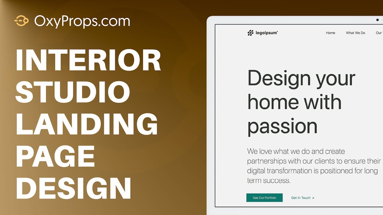 Light / Dark responsive Landing page for an interior design studio built with OxyProps for Oxygen