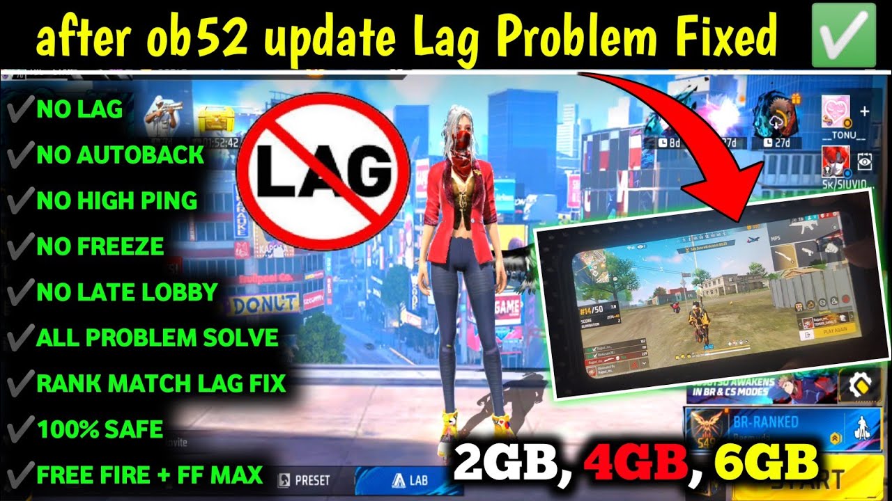 Free Fire Ob52 Update Lag Fix✅ -- After Update Free Fire Lag Problem 1Gb 2Gb 3Gb Ram Mobile me
