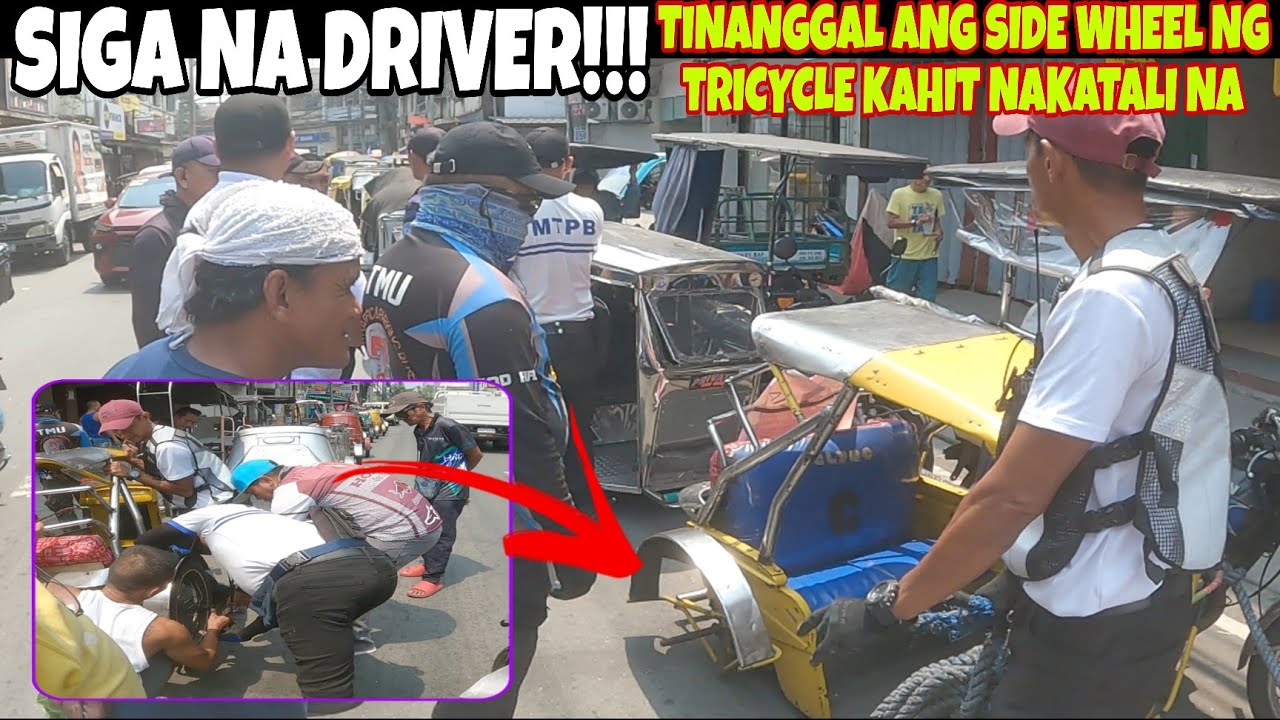 SIGA NA DRIVER!!! TINANGGAL ANG SIDE WHEEL NG TRICYCLE KAHIT NAKATALI NA!!!