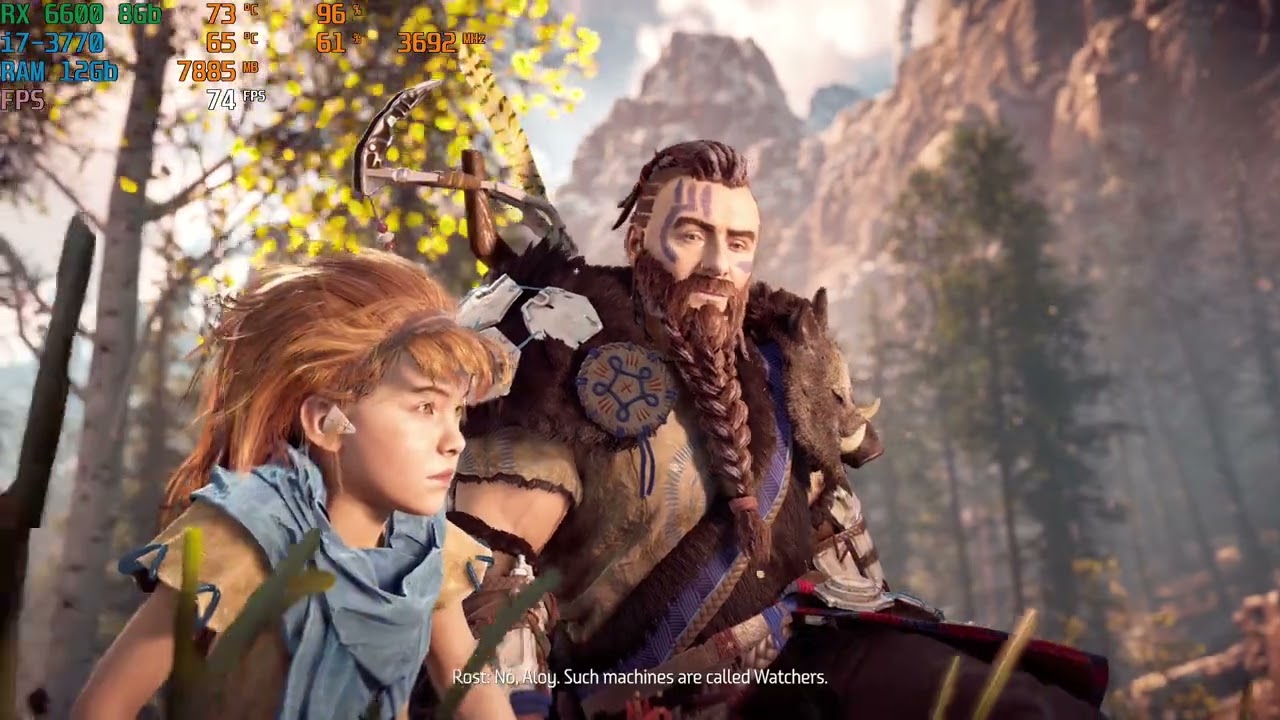 i7-3770, 12Gb, RX 6600 8Gb Horizon Zero Dawn FPS