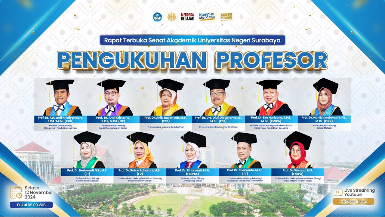 Rapat Terbuka Senat Akademik Universitas Negeri Surabaya - Pengukuhan Profesor