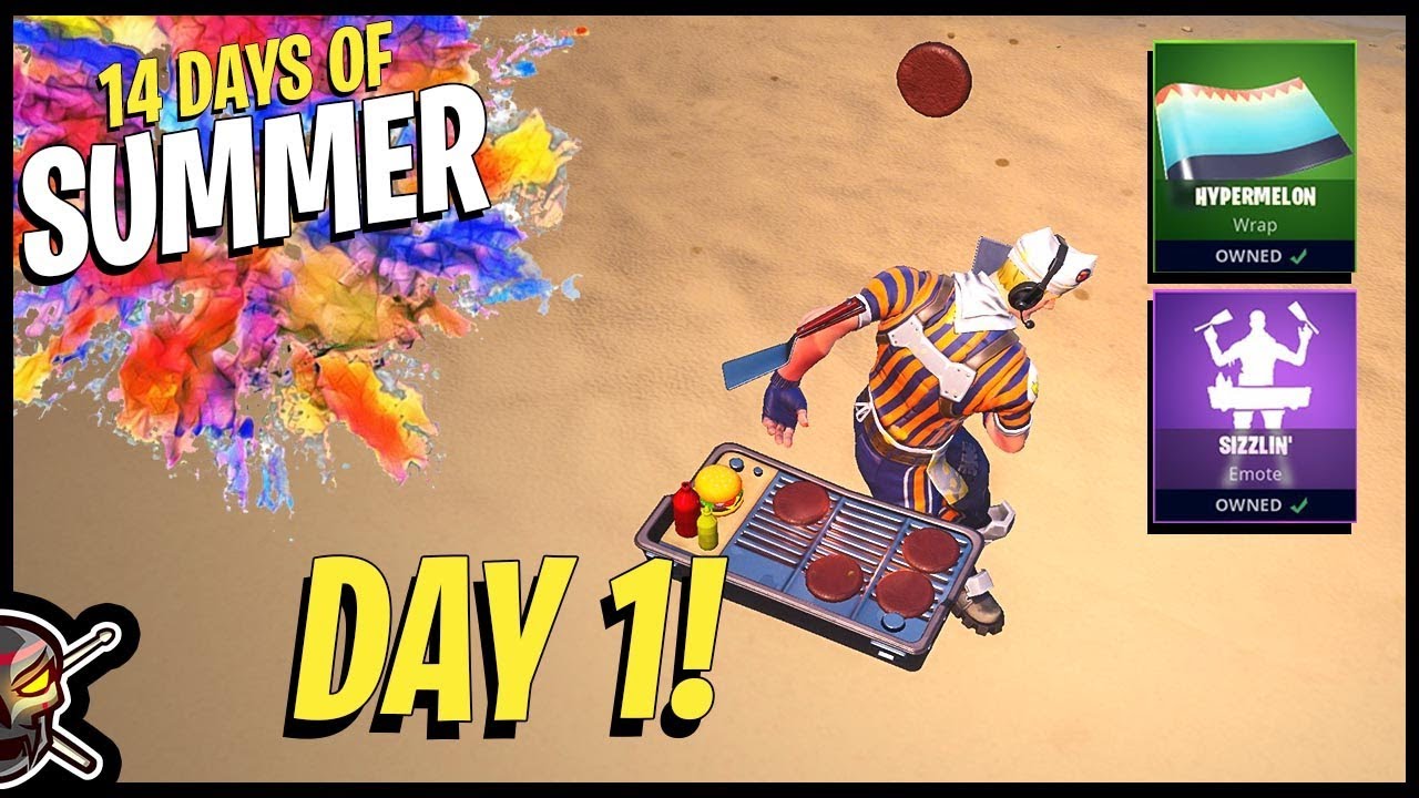 Day 1 | 14 Days of Summer in Fortnite! SIZZLIN' EMOTE AND HYPERMELON WRAP!