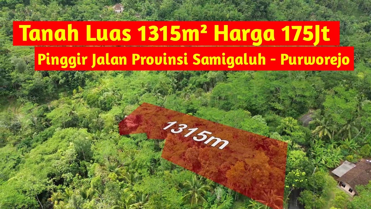 Tanah Luas 1315m² Harga 175Juta di Pinggir Jalan Provinsi Samigaluh Purworejo, Dekat Wisata Menoreh!