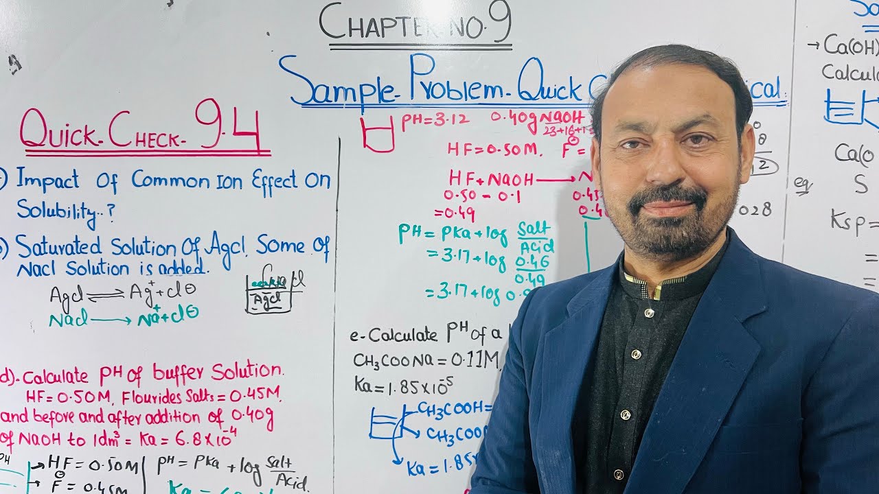 Quick Check 9.4,9.5 ,Sample Problem 9.4,Chapter No.9 |Acid and Base Chemistry |Chemistry 11th Class.