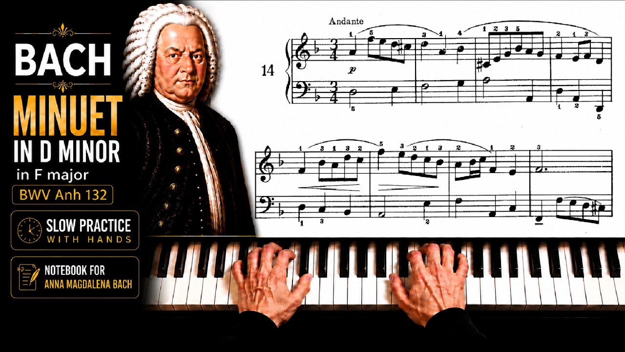 Bach - Minuet in D minor BWV Anh 132 | + Slow Tempo