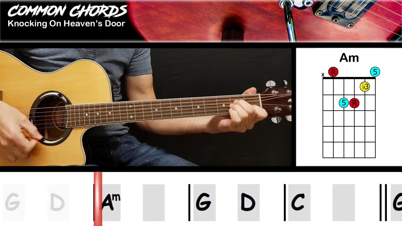 Knocking on Heaven's Door (ver1) - Bob Dylan | EASY GUITAR LESSON | Scrolling Chords & Lyrics