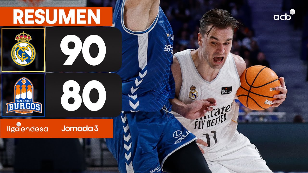 Real Madrid - Recoletas Salud San Pablo Burgos (90-80) RESUMEN | Liga Endesa 2025-26