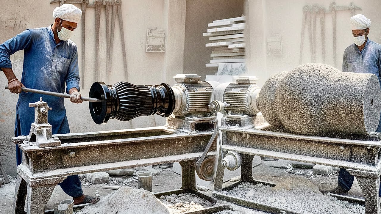 Extreme Stone Craftsmanship | Precision Shaping on Industrial Lathe