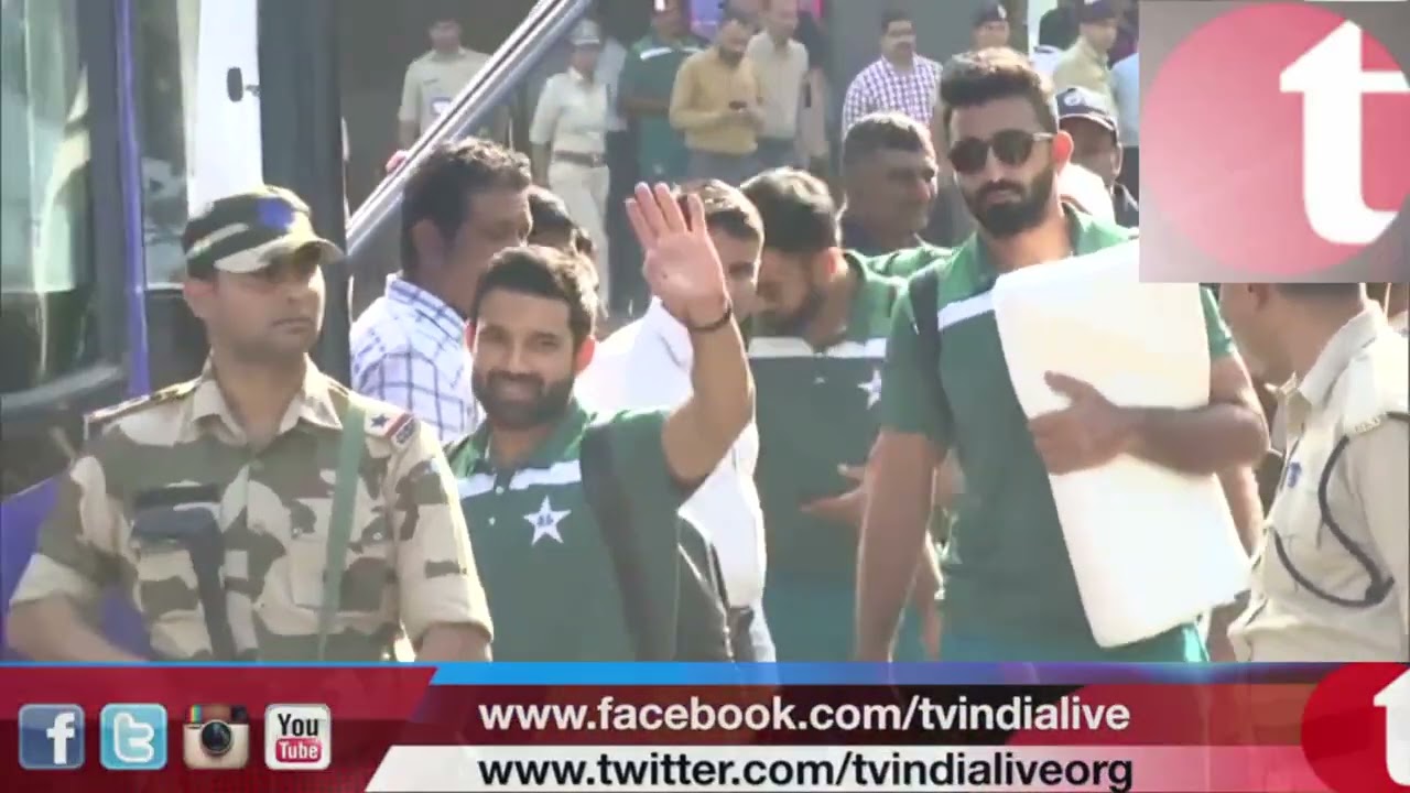 Pakistan cricket team arrives at Gujarat's Ahmedabad airport, ahead of their clash against India....