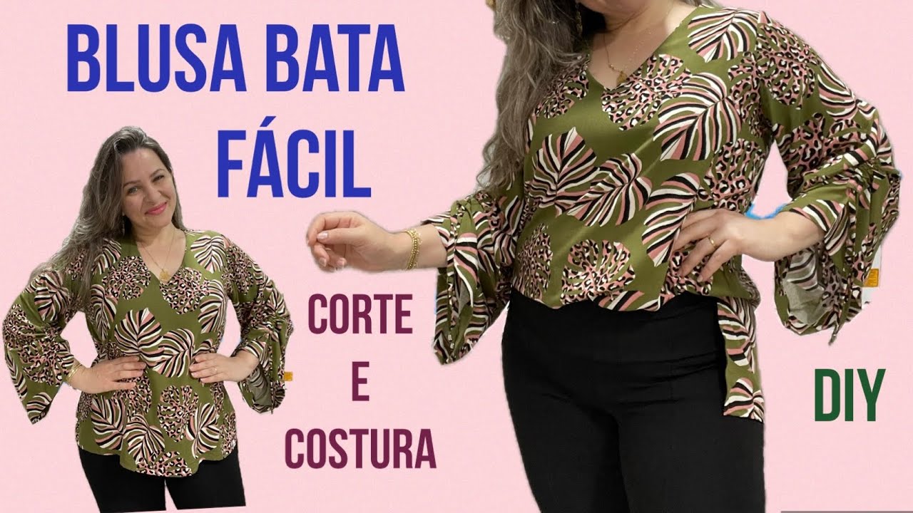 BLUSA BATA SOLTINHA DE VISCOSE FÁCIL SEM MOLDE PARA INICIANTES #passoapasso #costurafácil #blusas