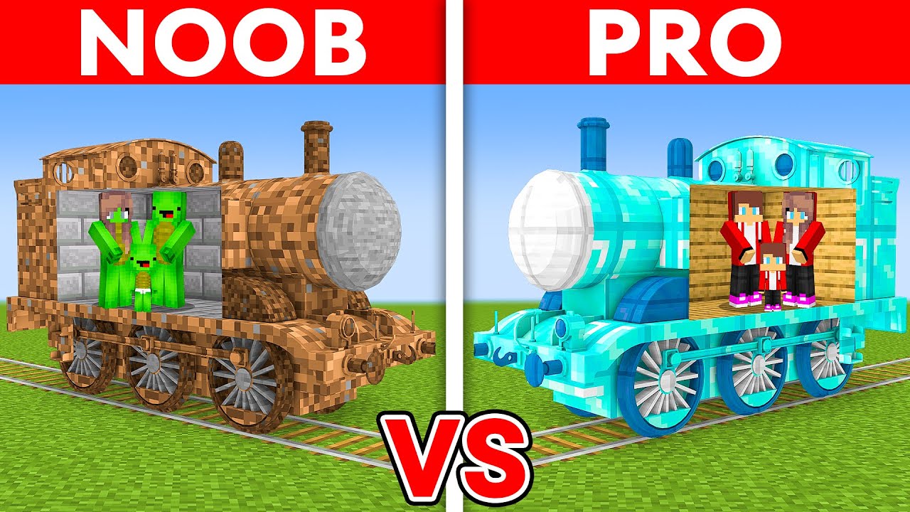 MAIZEN FAMILY: NOOB vs PRO: TRAIN HOUSE Build Challenge in Minecraft