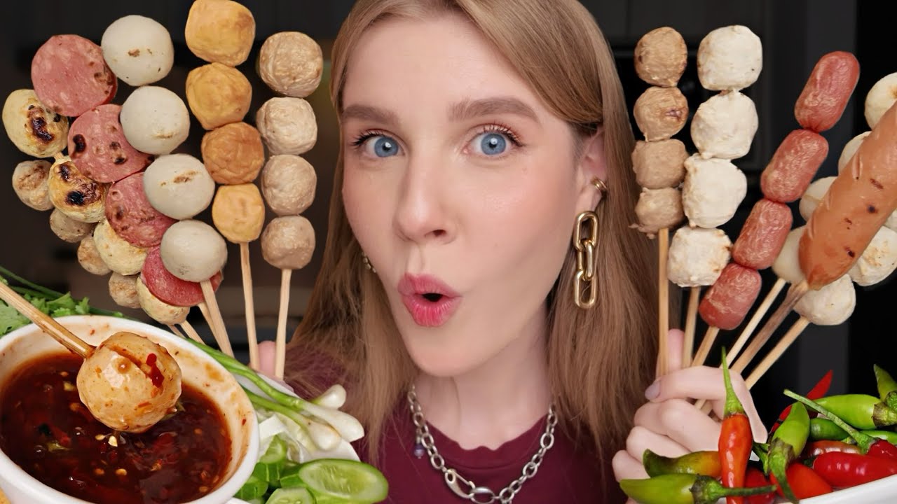 I Bought EVERY Thai Meatball 🍢 I Could Find! 😱 Luk Chin Ping MUKBANG
