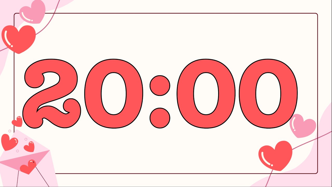 20 Minute Valentine's Day Letter Timer (Fun Bells Alarm at End, No Music)