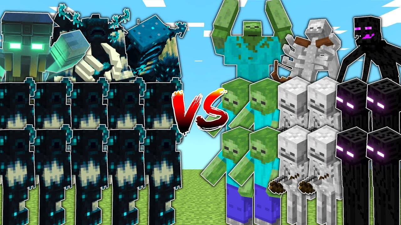 Армия Стражей против Зомби, Скелетонов и Эндерменов — Minecraft Mob Battle