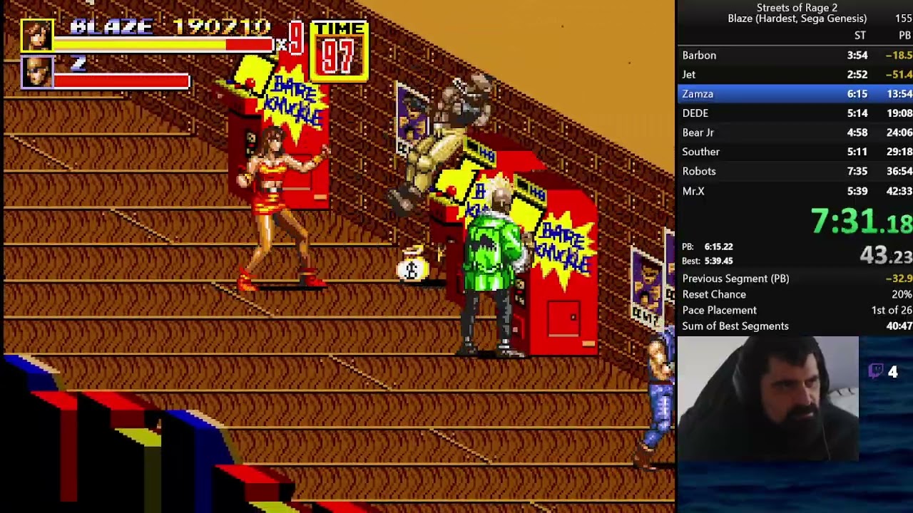 Streets of Rage 2 Blaze Hardest Speedrun 2PB In the row